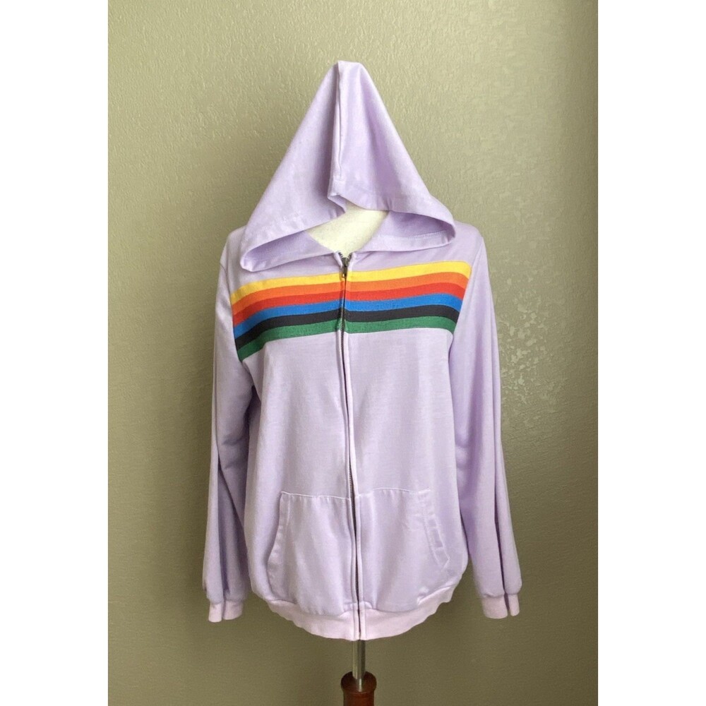 Luukse Women’s Full Zip Hoodie Lavender Rainbow Casual Size Medium